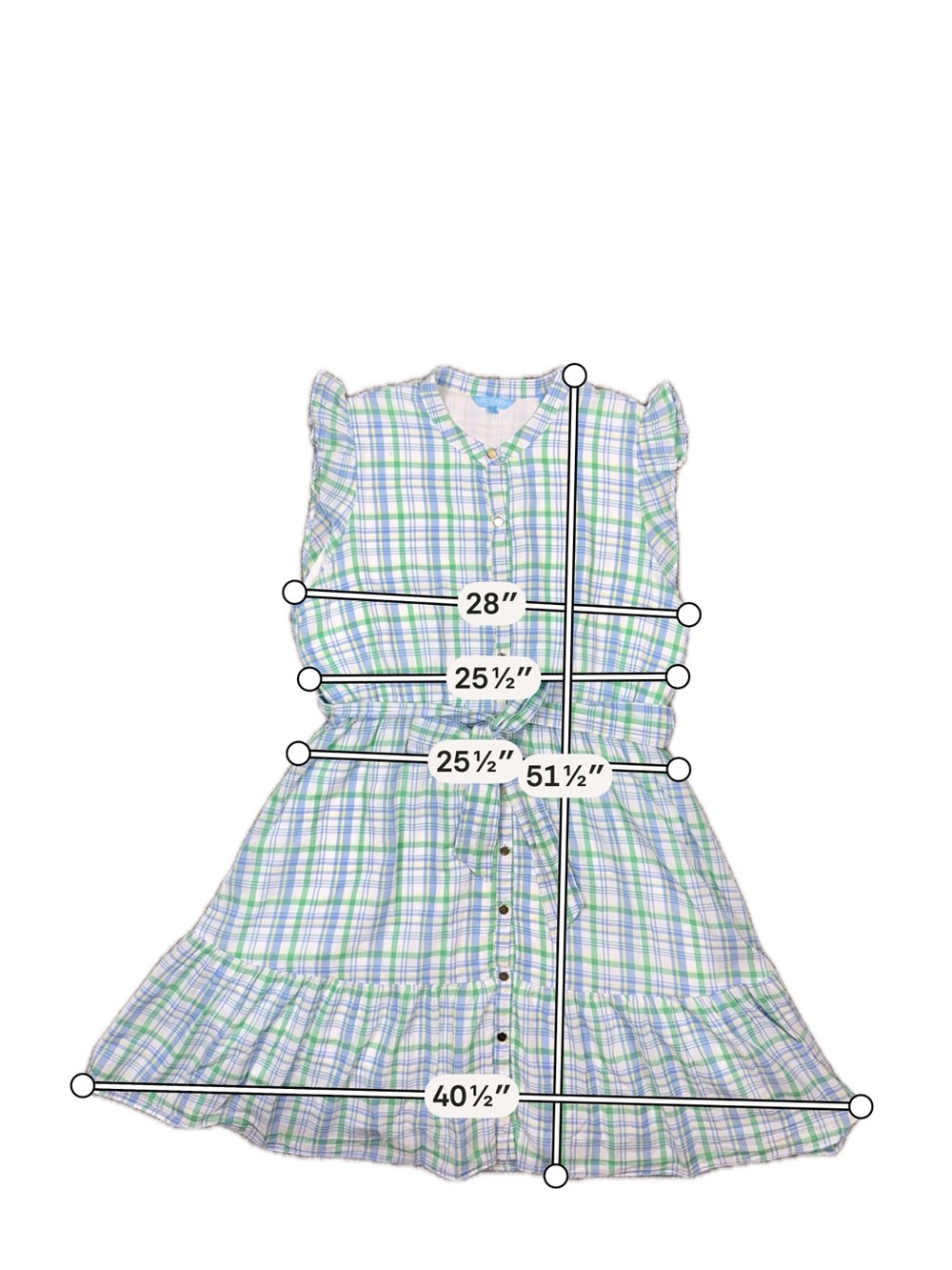 Draper James Blue and White Plaid Ruffle-Sleeve Midi Dress - Picture 10 of 10